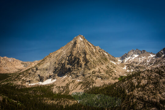 West Vidette Stands Proud Under A Deep Blue Sky In Kings Canyon