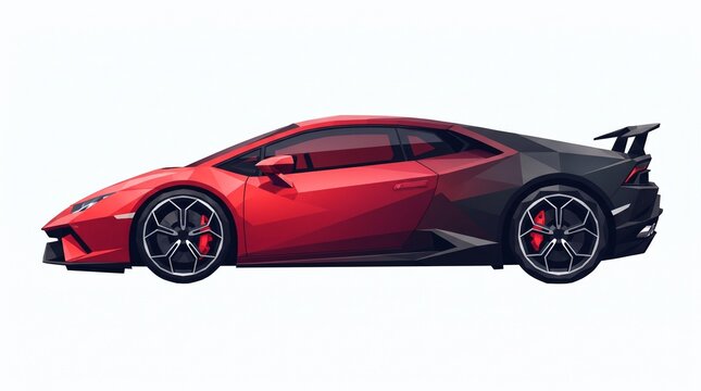 Red low poly modern sports car