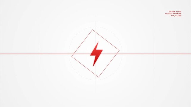 Abstract Red Lightning Icon Centering in Minimal White Studio