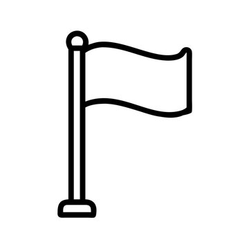 flag on pole line icon, national and country symbol for politics, identity and culture concept, outline vector design