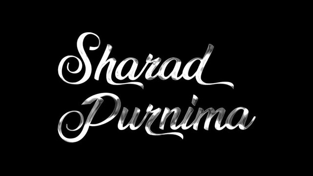 Sharad purnima text animation in silver. Ideal for festive greetings or cultural presentations.