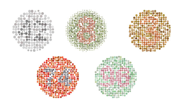 Color Eye Blindness Vector Graphic Illustration Set