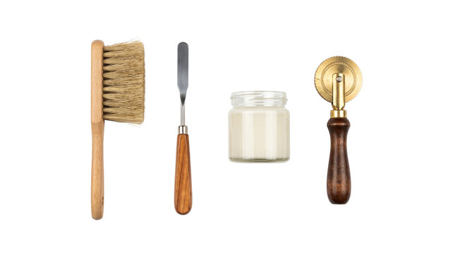 Leather crafting tools set isolated on transparent background png