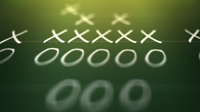  Football Play - X and O Receivers and Linemen - Green Version