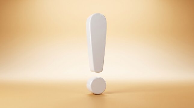 White exclamation point stands on a gradient beige background