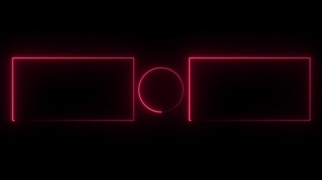 streaming neon text frame animation. Neon glowing red color square rectangle picture frame icon animation ...