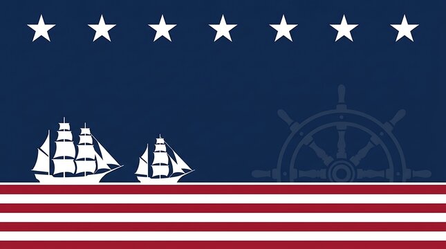 Nautical flag with white ships and stars