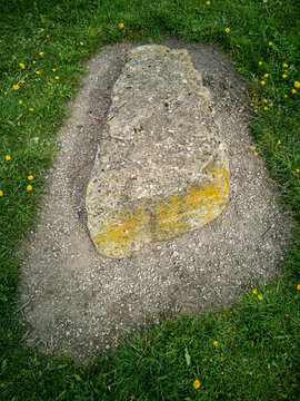 Large Weathered Stone on Gravel Path