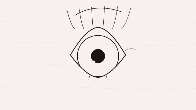Minimalist eye drawing with simple eyelashes and clean lines displayed in a black and white style.