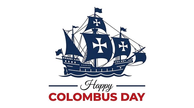 Sailing ship illustration for Columbus Day celebration