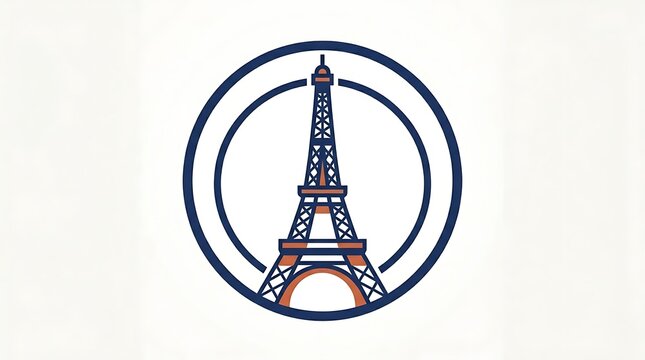 Eiffel Tower circular vector logo design graphic icon
