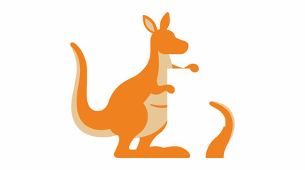 Fototapeta premium Orange Kangaroo and Joey Silhouette on White Background