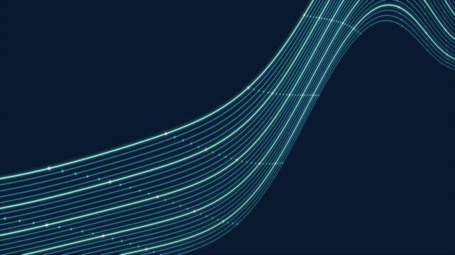 Flowing Blue Data Lines and Light Nodes in a Seamless Wave Loop