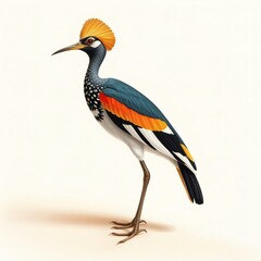 Fototapeta premium A detailed illustration of an exotic colorful bird standing on a light background.
