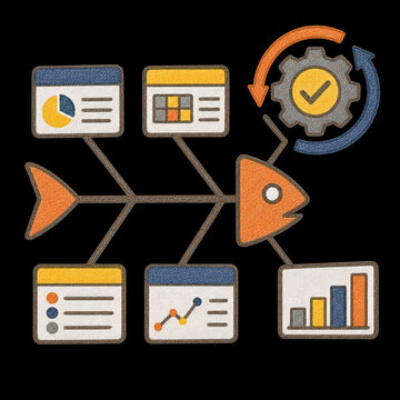 Colored Pencil Fishbone Diagram, Cause and Effect Analysis, Quality Management