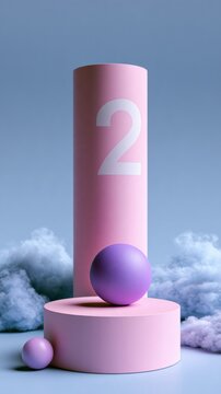 This design displays day 100 of the year in a minimal style with a vertical arrangement of shapes and soft colors on a clear background.