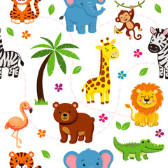 Obraz premium Animal happy fiesta seamless design