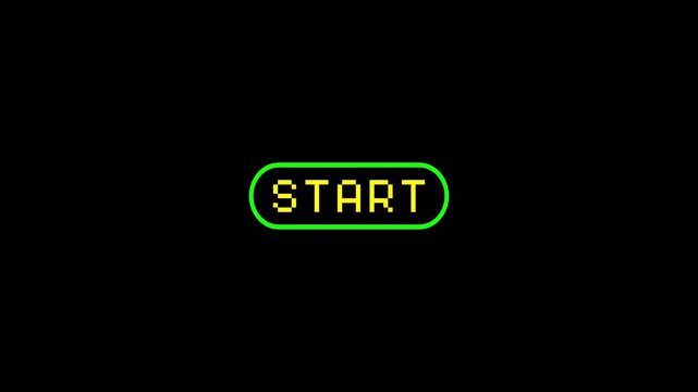 Start Button animation on transparent background, Animated start button with Smooth Pop Up Motion and Interactive Gaming UI Effect.