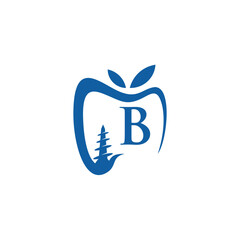 Dental health letter b logo design with an apple shape and implant © qom