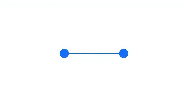 Minimalist representation of two endpoints linked by a single straight line with dots line white background point connection blue dots digital link network design endpoints abstract
