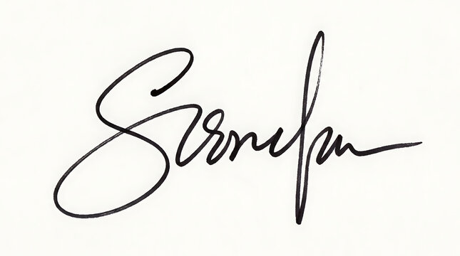 An authentic handwritten autograph signature written in dark ink across paper demonstrates personal identity verification protocols and legal document authorization procedures clearly