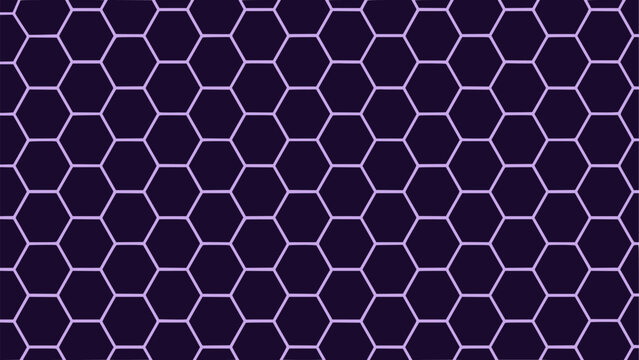 Dark purple hexagon honeycomb grid seamless pattern vector background wallpaper