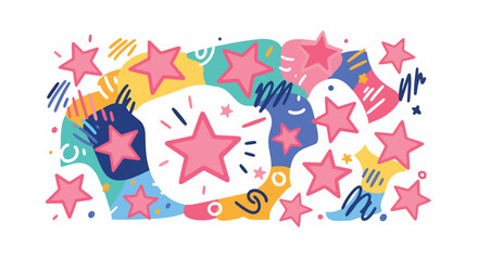 Fototapeta premium Colorful abstract illustration of festive fireworks and stars.