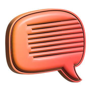 Orange glossy speech bubble chat icon message box banner element dialogue talk comment notification symbol communication 3d template text frame layout background social media marketing asset