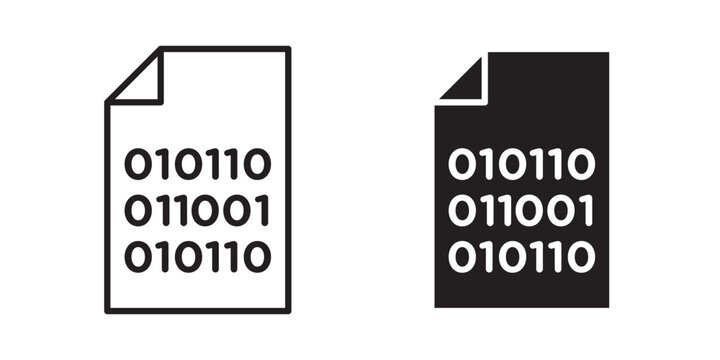 File Binary icon flat outline in black