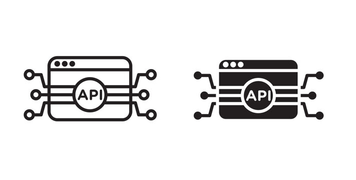 API icon flat outline in black