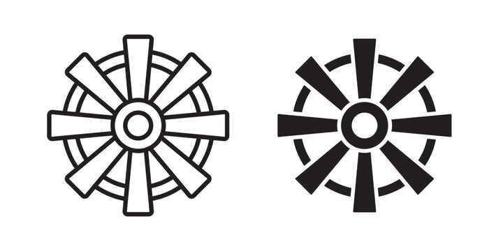 Dharmachakra icon flat outline in black