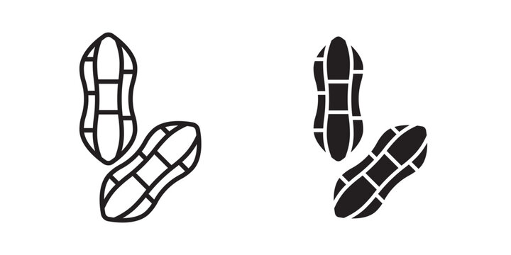 Peanut icon flat outline in black