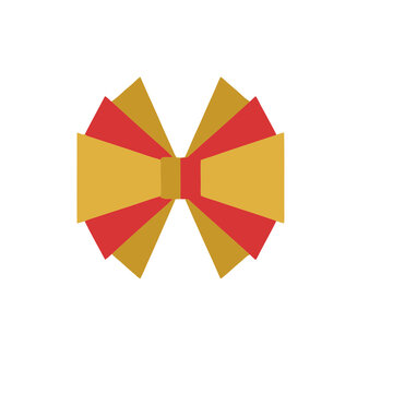 Red and gold geometric bow