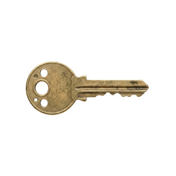 Photo-realistic Isolated Old Brass Key for Security, Property Access and Conceptual Solutions on Black