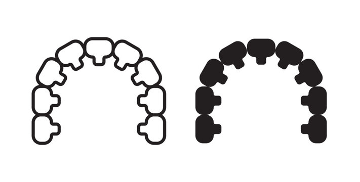 Lingual braces icon flat outline in black