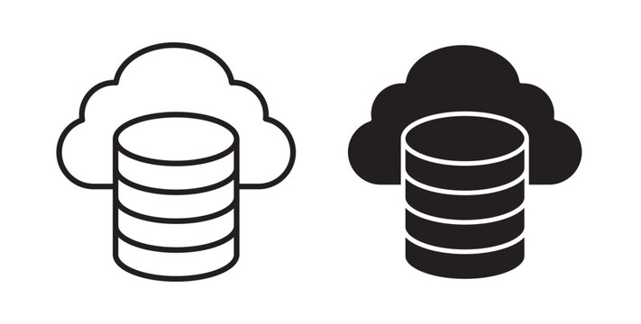 Cloud server icon flat outline in black