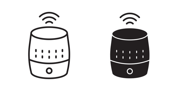 Smart speaker icon flat outline in black