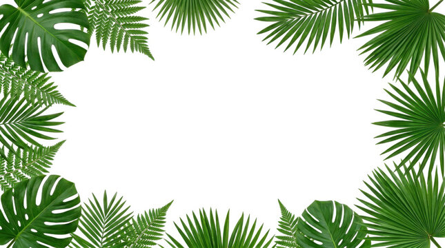 Tropical palm leaf frame with lush green foliage jungle leaves tropical botanical background