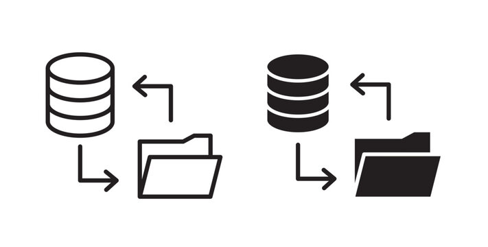 Data migration icon flat outline in black
