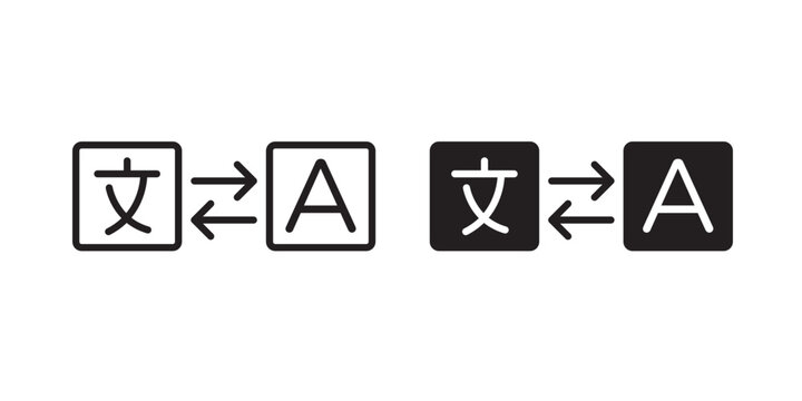 Translation icon flat outline in black