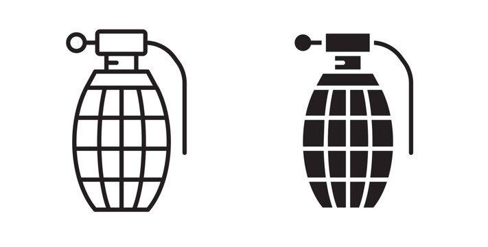 Hand grenade icon flat outline in black