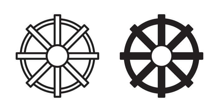 Ship wheel icon flat outline in black
