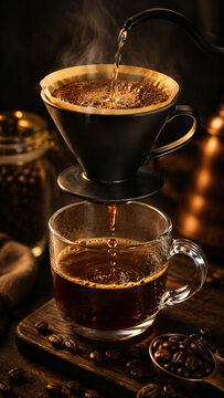 International Coffee Day Pour Over Coffee Brewing Poster