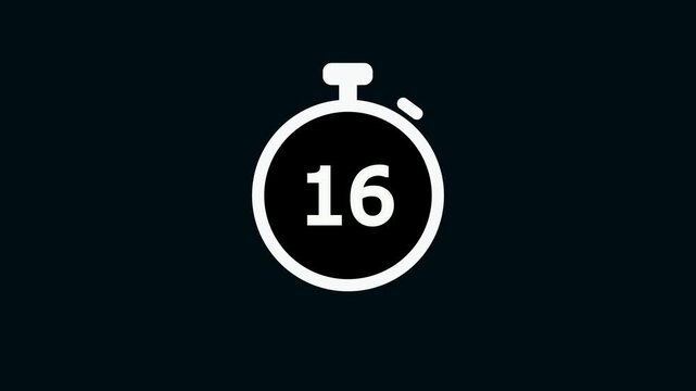 20 seconds countdown, Analog of simple clean timer motion graphic with text numbers, in and out, exercise pause, animated icon on a transparent background 4k video black b ackground
