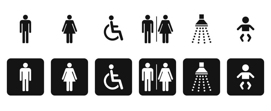 WC Symbol  Sanitary  Sanitar piktogram Black And White Sign Icon Design Flat Icons