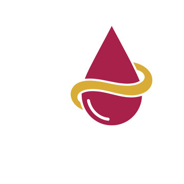 Red drop with gold ring logo