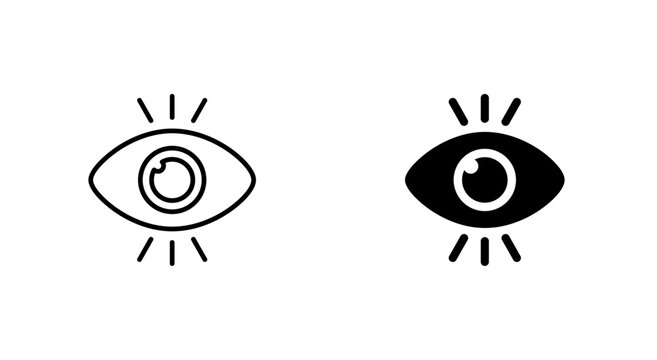 Eye icon set. Vision and observation symbols for visibility, viewing, monitoring, awareness and visual perception.
