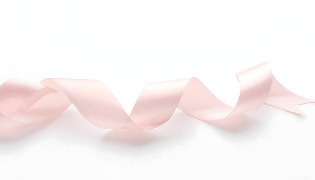 パウダーローズのシルクリボンが二点間を緩やかな螺旋で結ぶ背景 / Powder Rose Silk Ribbon Spiral Background