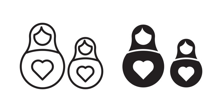 Nesting dolls icon flat outline in black