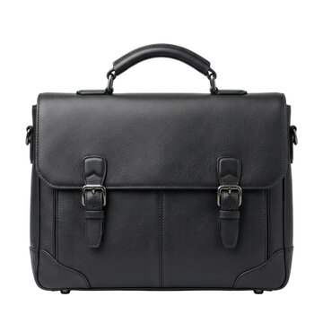Elegant Black Leather Briefcase for Business Professionals, Isolated on Black Background, Photo-realistic Product Shot